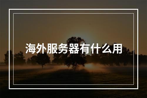 海外服务器有什么用