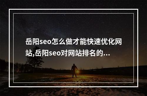 岳阳seo怎么做才能快速优化网站,岳阳seo对网站排名的重要性