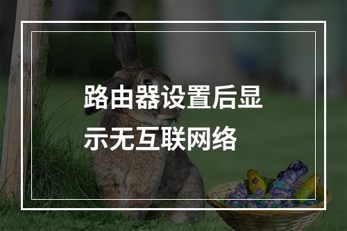 路由器设置后显示无互联网络