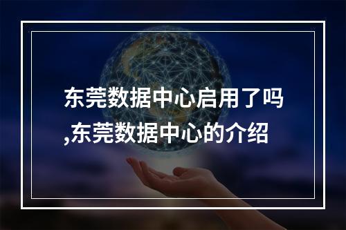 东莞数据中心启用了吗,东莞数据中心的介绍
