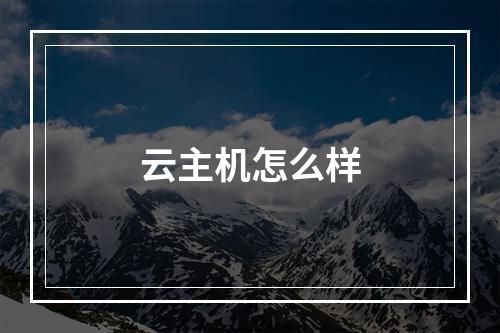 云主机怎么样