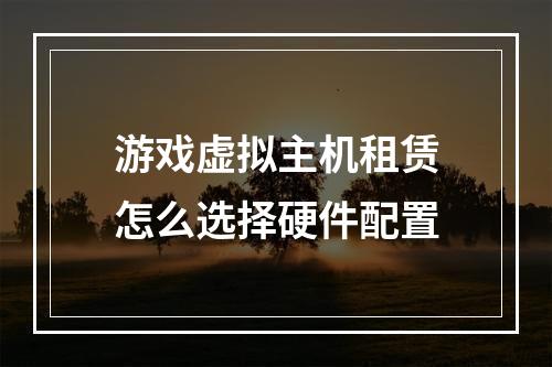 游戏虚拟主机租赁怎么选择硬件配置