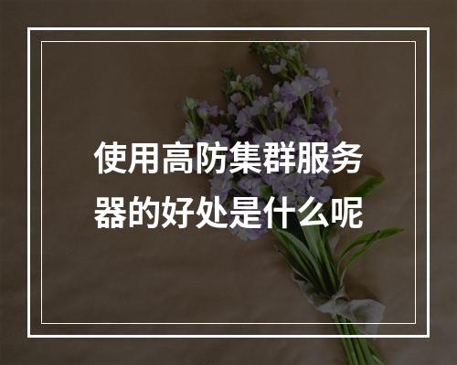 使用高防集群服务器的好处是什么呢