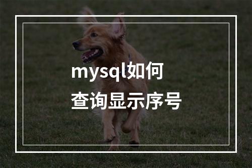 mysql如何查询显示序号