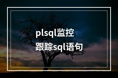 plsql监控跟踪sql语句