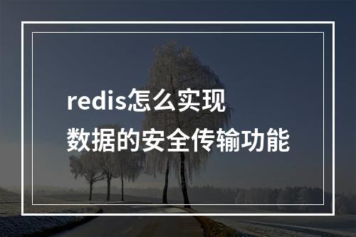 redis怎么实现数据的安全传输功能