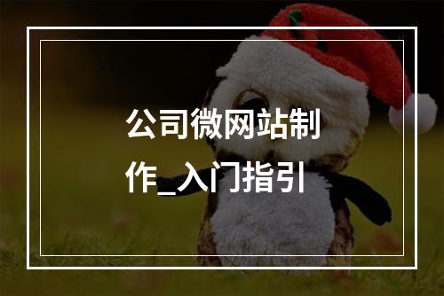 公司微网站制作_入门指引