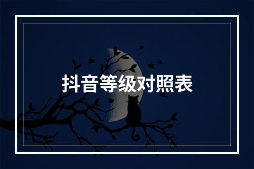 抖音等级对照表
