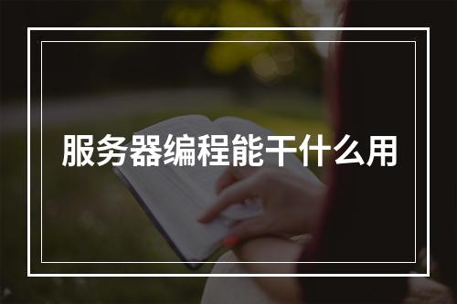 服务器编程能干什么用