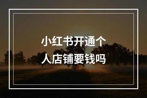 小红书开通个人店铺要钱吗