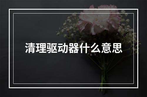 清理驱动器什么意思