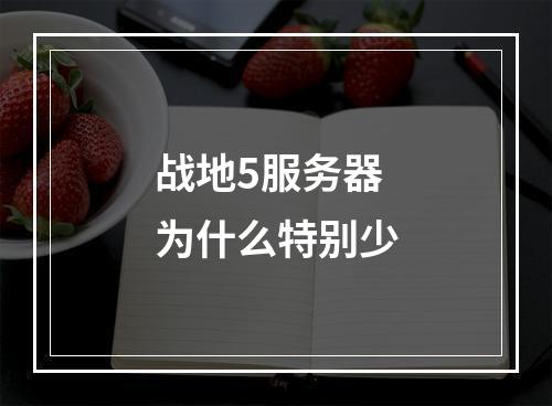 战地5服务器为什么特别少