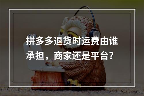 拼多多退货时运费由谁承担,商家还是平台?