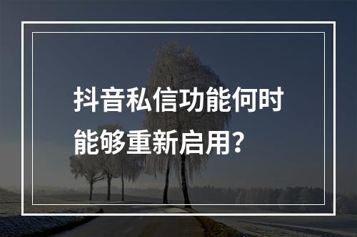 抖音私信功能何时能够重新启用?