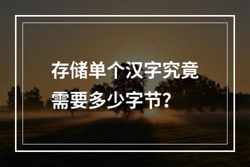 存储单个汉字究竟需要多少字节?