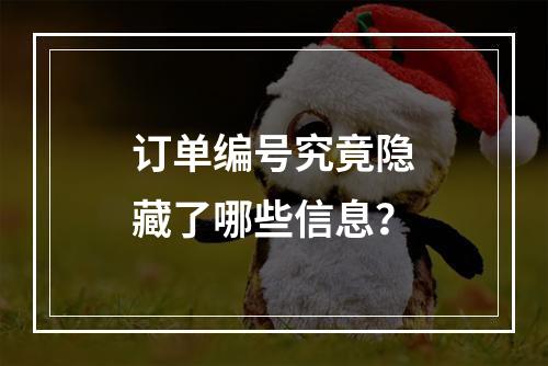 订单编号究竟隐藏了哪些信息?