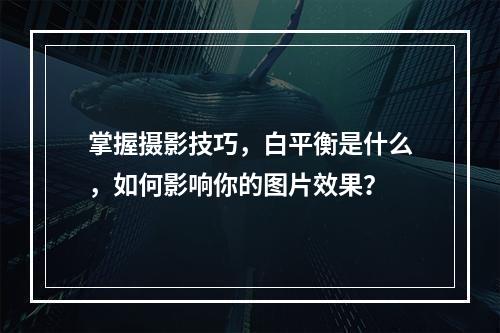 掌握摄影技巧,白平衡是什么,如何影响你的图片效果?