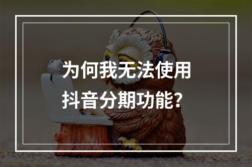 为何我无法使用抖音分期功能?
