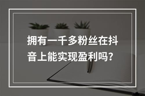 拥有一千多粉丝在抖音上能实现盈利吗?