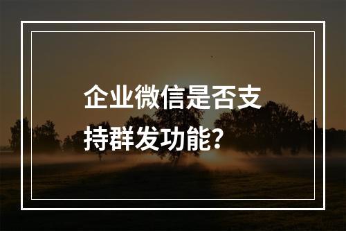 企业微信是否支持群发功能?