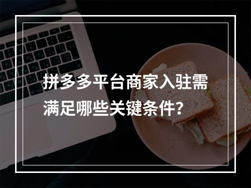 拼多多平台商家入驻需满足哪些关键条件?