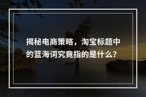 揭秘电商策略,淘宝标题中的蓝海词究竟指的是什么?