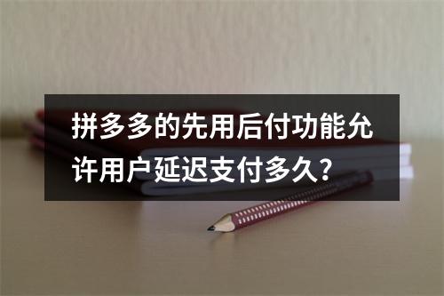 拼多多的先用后付功能允许用户延迟支付多久?