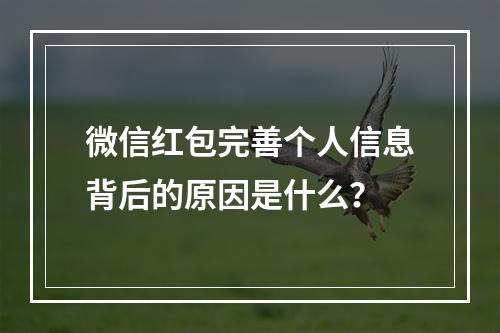 微信红包完善个人信息背后的原因是什么?