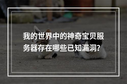 我的世界中的神奇宝贝服务器存在哪些已知漏洞?