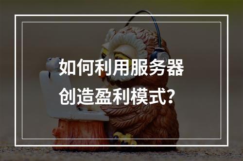 如何利用服务器创造盈利模式?