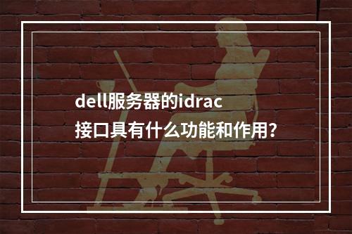 dell服务器的idrac接口具有什么功能和作用?