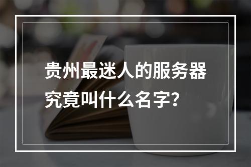 贵州最迷人的服务器究竟叫什么名字?