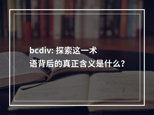bcdiv: 探索这一术语背后的真正含义是什么?
