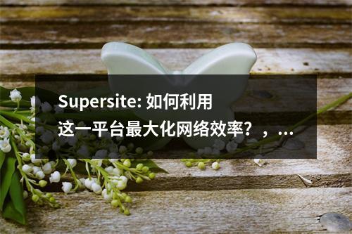 Supersite: 如何利用这一平台最大化网络效率?,在构思这个问题标题时,我假设supesite是一个提供网络服务或工具的平台,旨在帮助用户提高在线工作效率