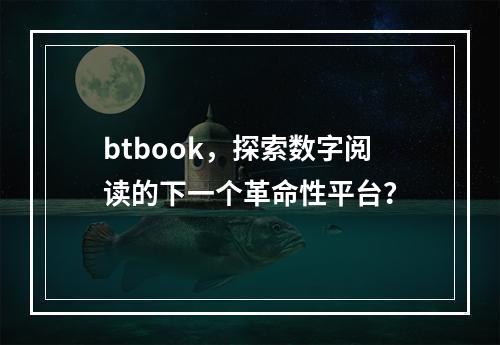 btbook,探索数字阅读的下一个革命性平台?