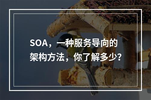 SOA,一种服务导向的架构方法,你了解多少?