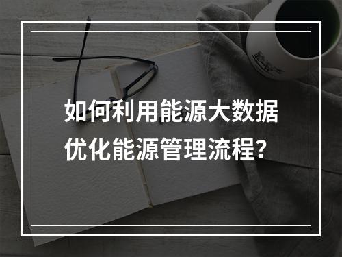 如何利用能源大数据优化能源管理流程?