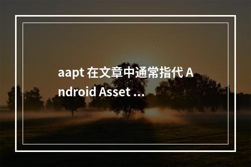 aapt 在文章中通常指代 Android Asset Packaging Tool,这是一个用于Android应用打包的工具。假设文章讨论了该工具的使用、功能