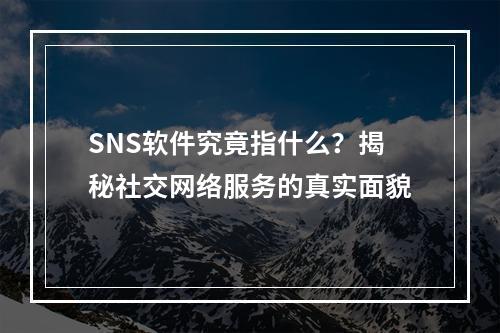 SNS软件究竟指什么?揭秘社交网络服务的真实面貌