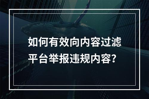 如何有效向内容过滤平台举报违规内容?