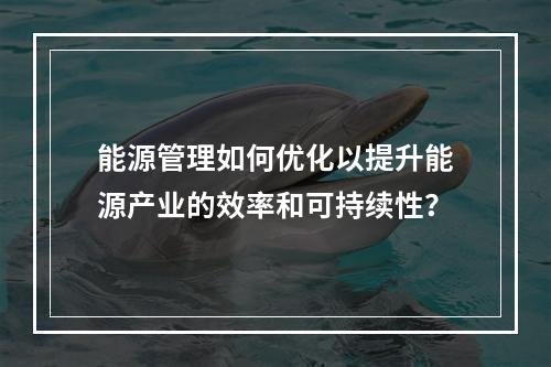 能源管理如何优化以提升能源产业的效率和可持续性?