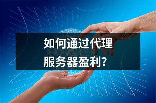 如何通过代理服务器盈利?