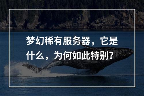 梦幻稀有服务器,它是什么,为何如此特别?