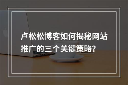 卢松松博客如何揭秘网站推广的三个关键策略?