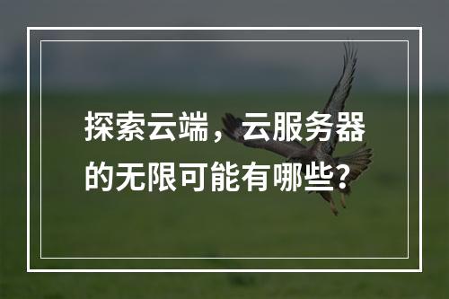 探索云端,云服务器的无限可能有哪些?