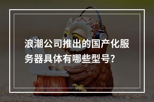 浪潮公司推出的国产化服务器具体有哪些型号?