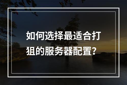 如何选择最适合打狙的服务器配置?