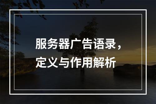 服务器广告语录,定义与作用解析