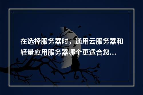 在选择服务器时,通用云服务器和轻量应用服务器哪个更适合您的需求?