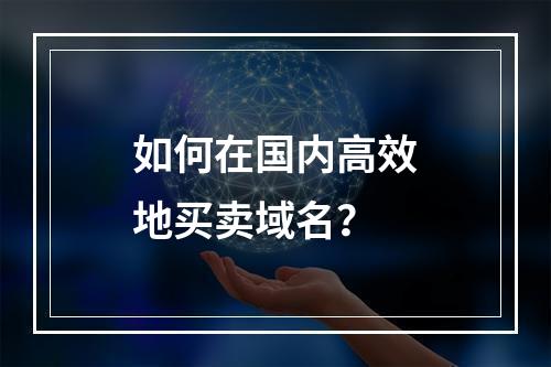 如何在国内高效地买卖域名?